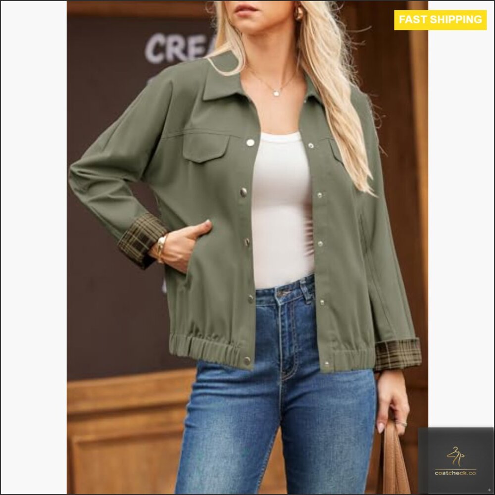 Oversized Snap Button Casual Jacket With Color Bl… - image 4